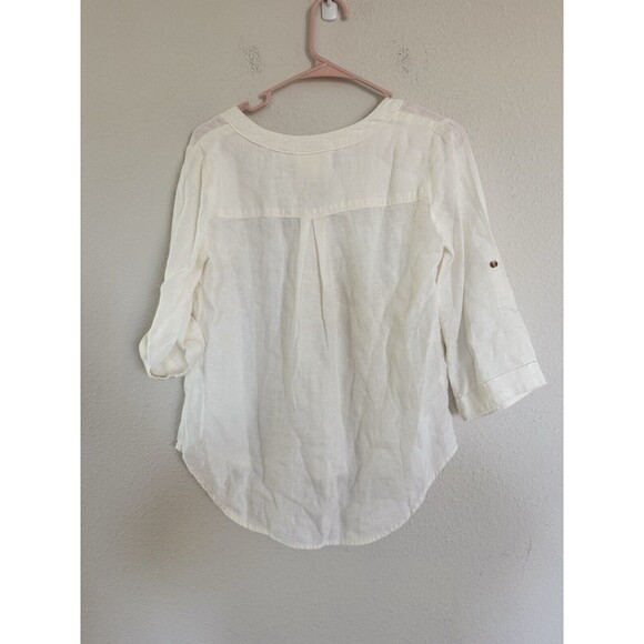 Maeve Anthropologie Women's Marva Lace-Up Linen Tunic Top White Size 0 (XS) Boho - Picture 6 of 8
